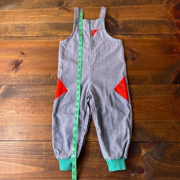 VINTAGE 80? Disney Winnie The Pooh Blue Red Bib Overalls Made in USA Baby 18-24M - Picture 12 of 14